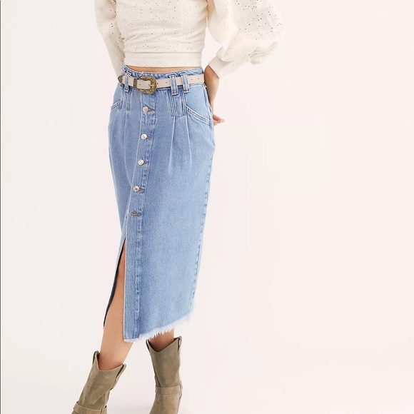 Free People Dresses & Skirts - Free People Denim Midi Skirt